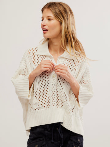 Free People To The Point Polo- Whte