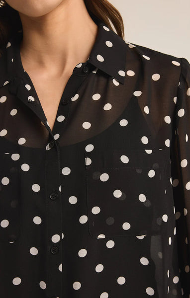 ZSupply Vivienne Polka Dot Crepe Top - Black
