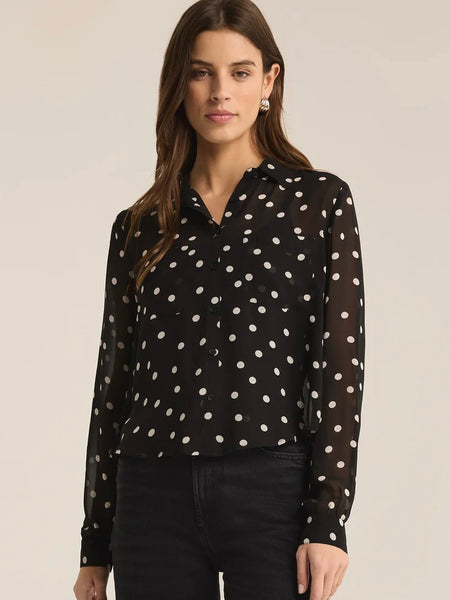 ZSupply Vivienne Polka Dot Crepe Top - Black