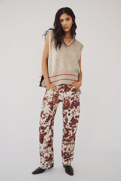 Free People Risk Taker Mid-Rise Printed Jeans