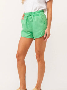 Krissy Super High Rise Shorts - Green Flare Tencel