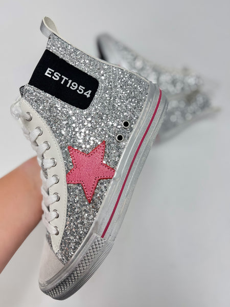 Alive High Star Sneaker- Silver Glitter
