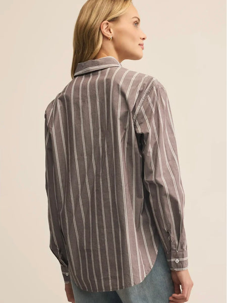 ZSupply Seaport Striped Poplin Button Up - Sandalwood