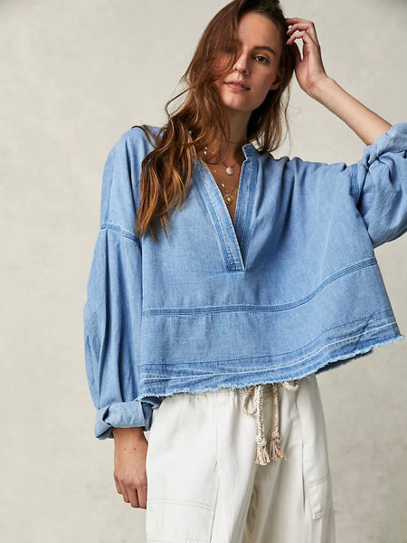 Free People Jude Denim Pullover - Vintage Indigo