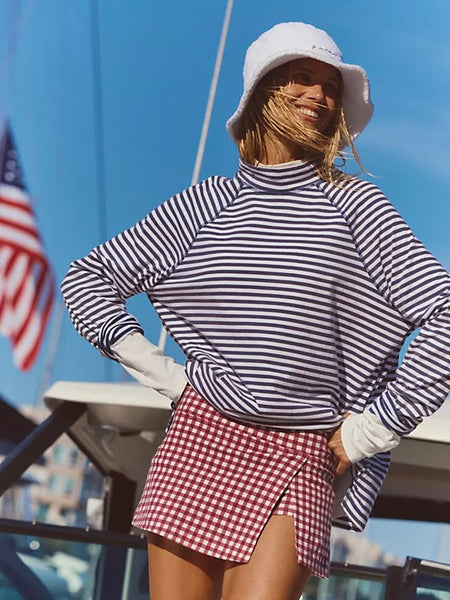 Free People Hot Shot Printed Mini Skort - Black Cherry Combo