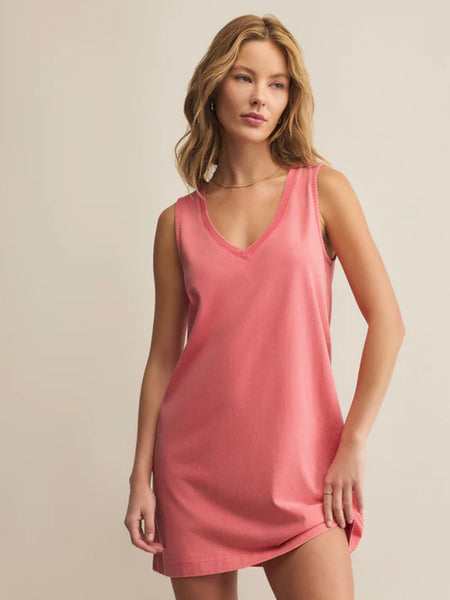 ZSupply Sloane V-Neck Mini Dress - Sunset Pink