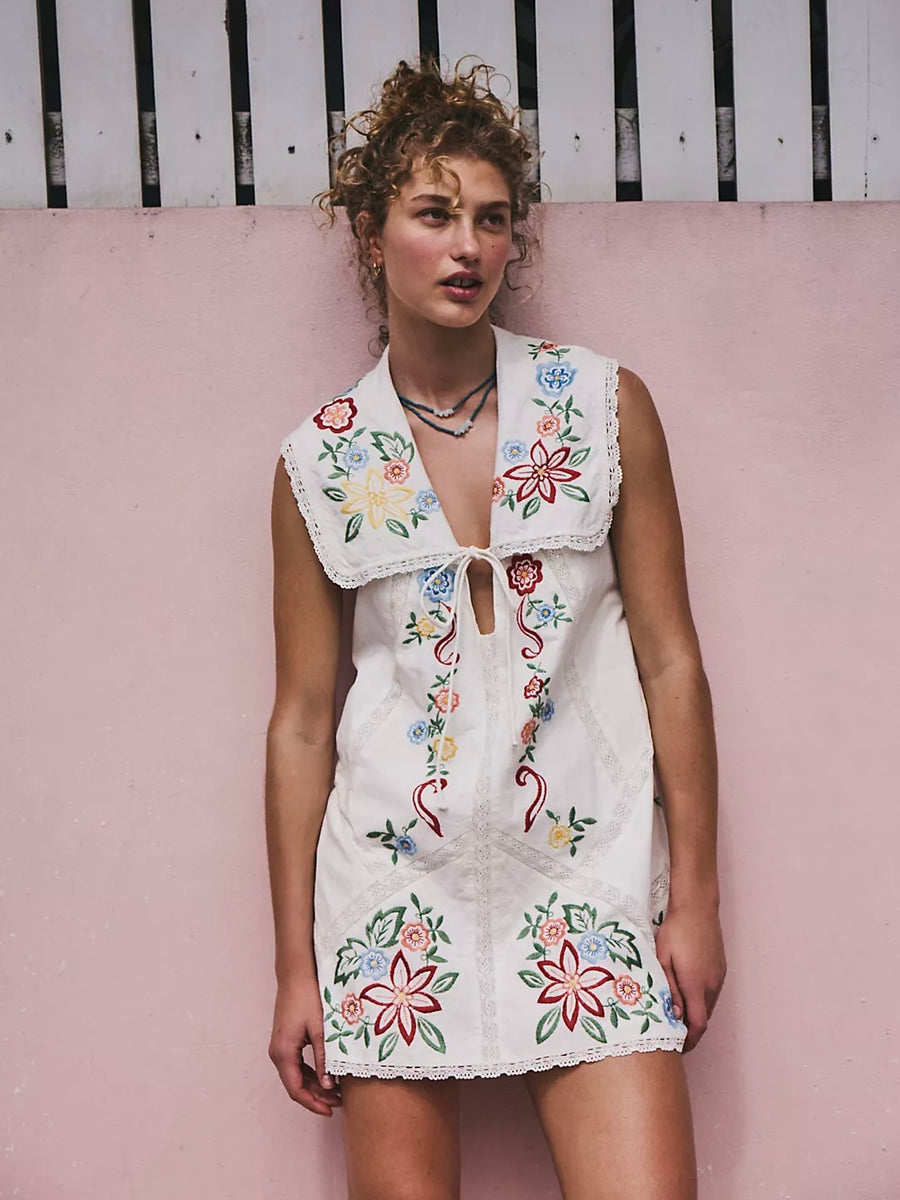Free People Willow Embroidered Mini Dress