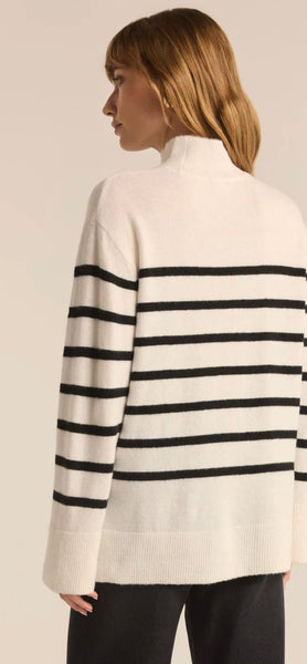ZSupply Fin Stripe Turtleneck Sweater - Sea Salt