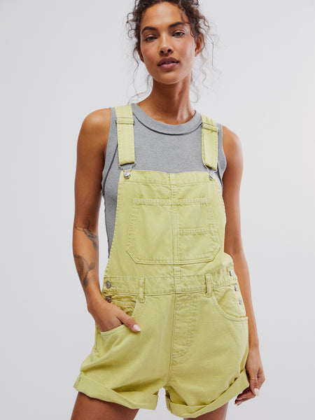Free People Ziggy Shortalls- Sunny Lime