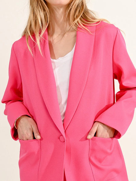 One Button Blazer - Pink