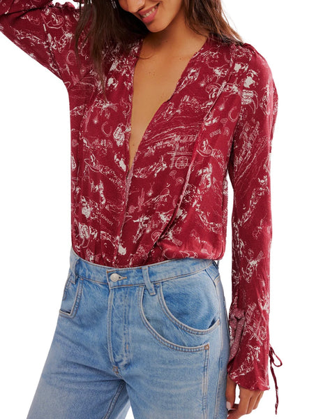 Free People Everything’s Rosy Bodysuit - Rustic Combo Western Toil