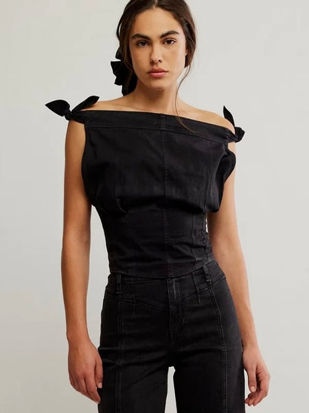 Free People Louie Indigo Top - Black