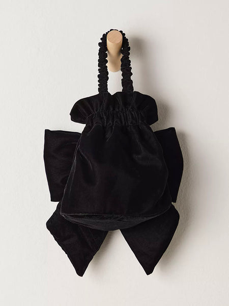 Free People Belle Velvet Bow Bag - Black