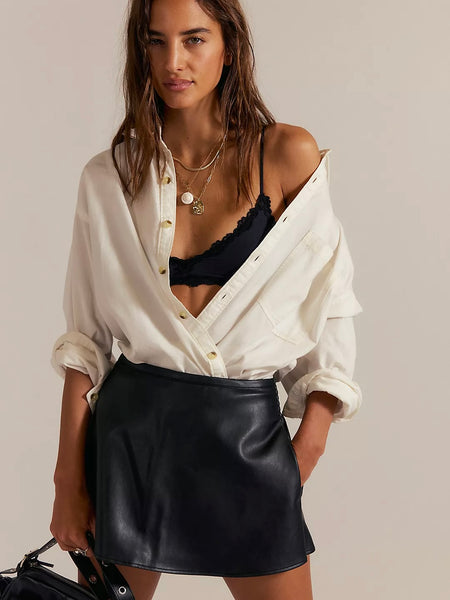 Free People Paradise Found Vegan Skort - Black