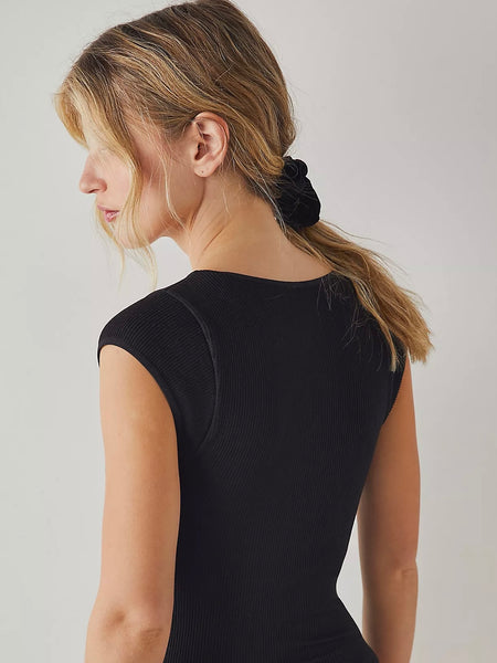 Free People Meg Seamless Bodysuit- Black