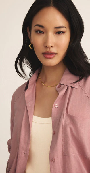 ZSupply Perfect Linen Top - Pink Smoke