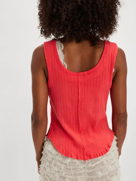 Free People Bryson Henley Tank - Firey Red
