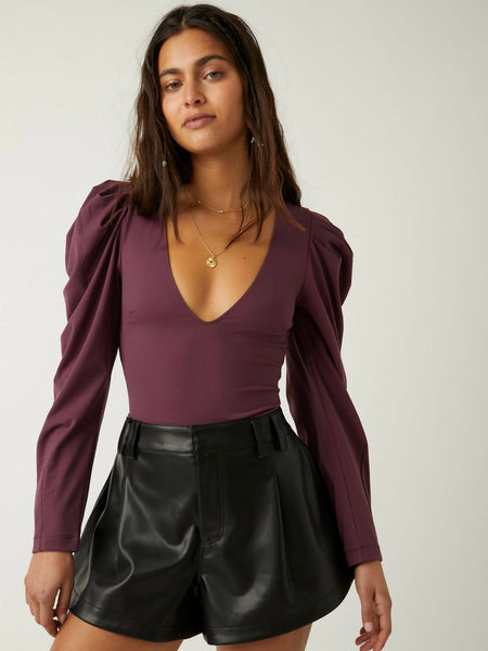 Free People Va Va Voop Bodysuit- Precious Wine