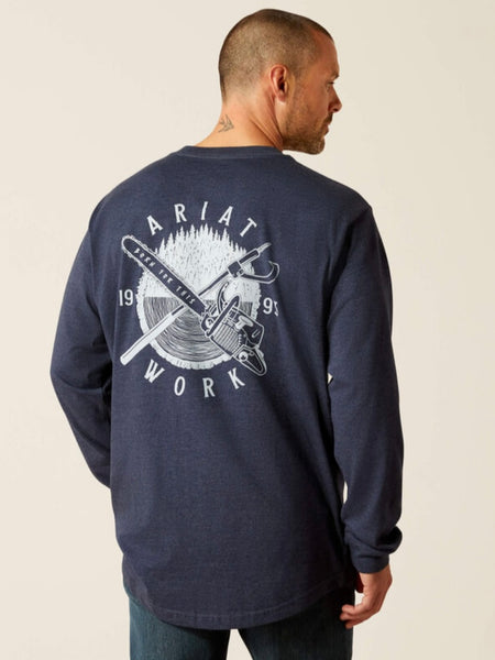 Ariat Rebar Cotton Strong Chainsaw Long Sleeve T-Shirt - Navy Heather
