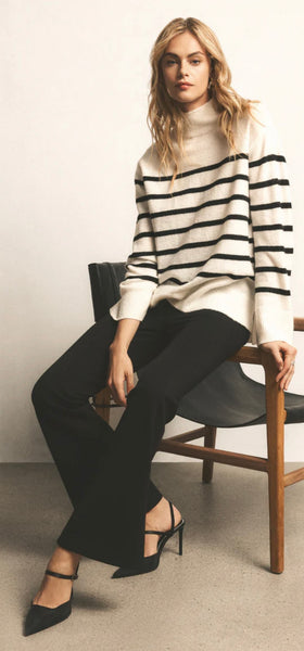 ZSupply Fin Stripe Turtleneck Sweater - Sea Salt