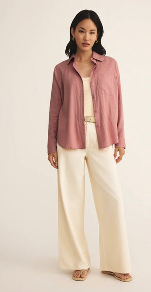 ZSupply Perfect Linen Top - Pink Smoke