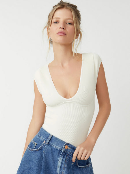 Free People Meg Seamless Bodysuit- Ivory