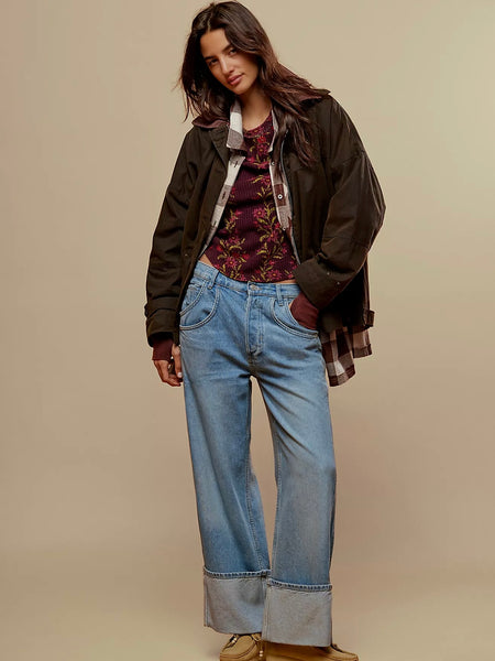 Free People Mid Rise Final Countdown Cuffed Jeans- To The Wire