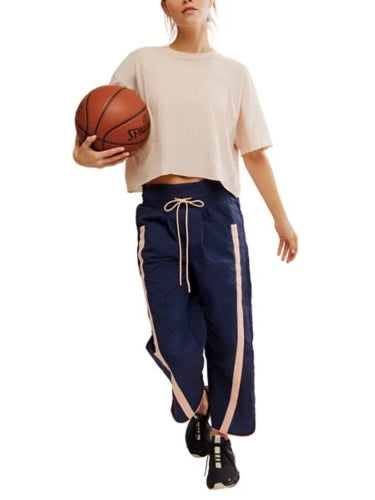 Free People Champ Is Here Pants - Midnight Navy/Pastel Pink