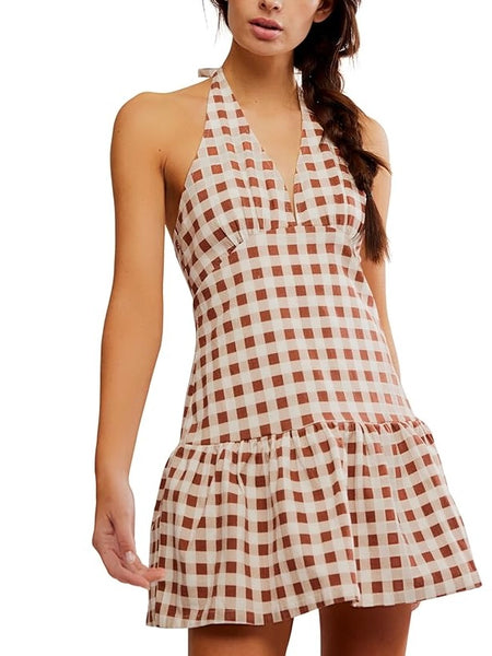 Free People Cecil Mini Dress - Brown Patina Combo