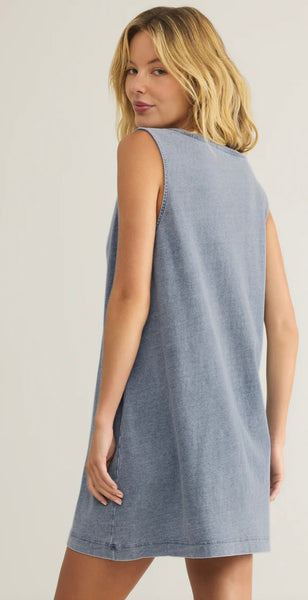 ZSupply Sloane V-Neck Denim Dress - Medium Indigo