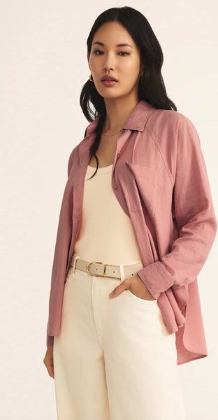ZSupply Perfect Linen Top - Pink Smoke