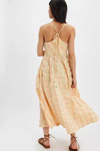 Free People Via Midi Dress - Creamsicle Combo Everly