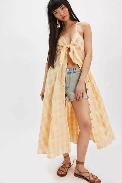 Free People Via Midi Dress - Creamsicle Combo Everly