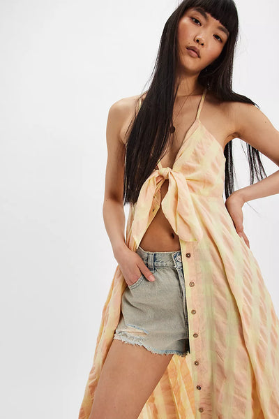Free People Via Midi Dress - Creamsicle Combo Everly