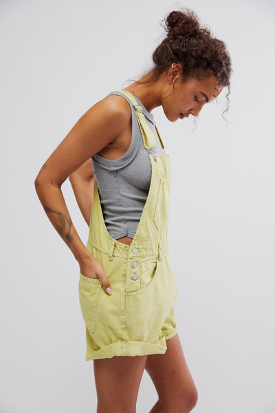 Free People Ziggy Shortalls- Sunny Lime