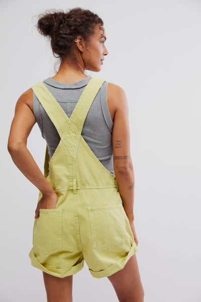 Free People Ziggy Shortalls- Sunny Lime