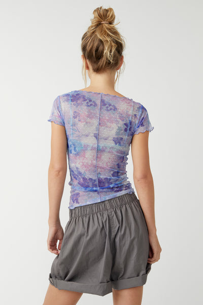 Free People Printed On The Dot Baby Tee- Spring Rain