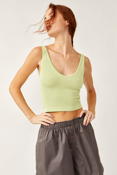 Free People Solid Rib Brami- Shadow Lime