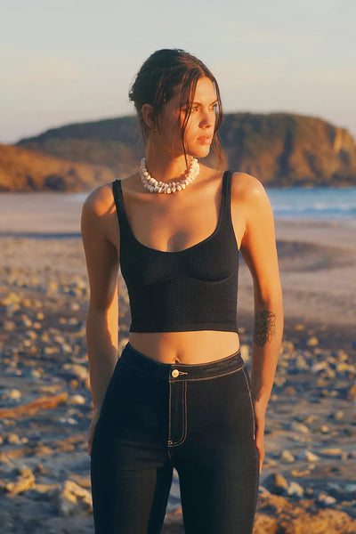 Free People Meg Seamless Crop- Black