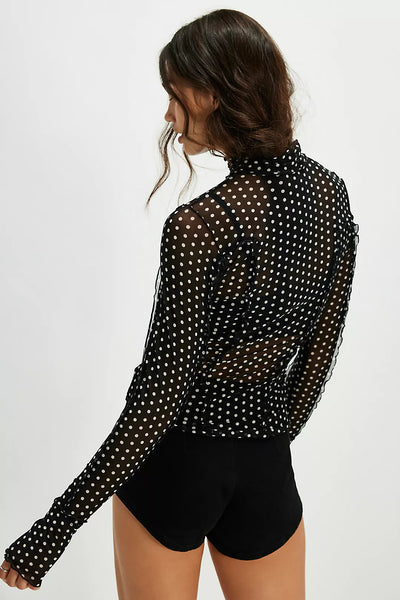 Free People Charlie Printed Mesh Top - Luna Dot