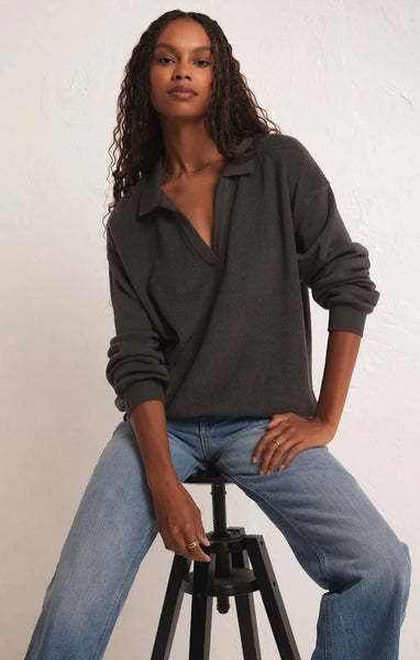 ZSupply Nico Reverse Fleece Top - Asphalt