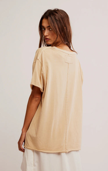 Free People Nina V-Neck Tee - Oat Latte