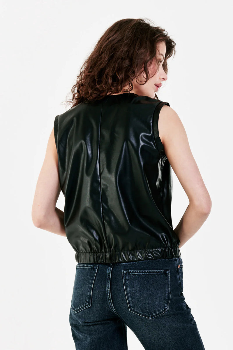 Arya Mix Media Vegan Leather Tank Black Davis Country Store