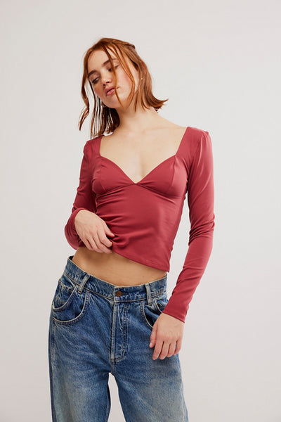 Free People Duo Corset Long Sleeve- Earth Red