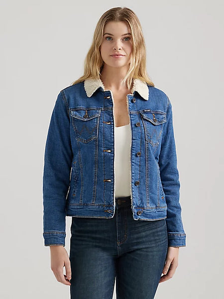 Women’s Wrangler Retro® Sherpa Lined Western Denim Jacket - Denim