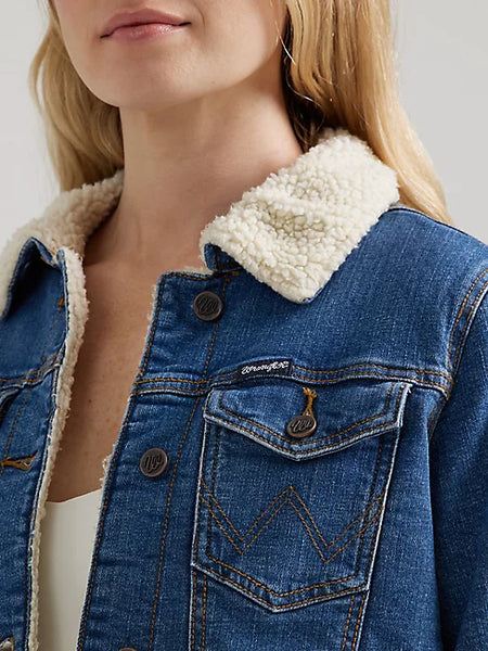 Women’s Wrangler Retro® Sherpa Lined Western Denim Jacket - Denim
