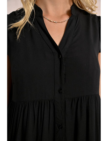 Multi Ruffle Maxi Dress - Black