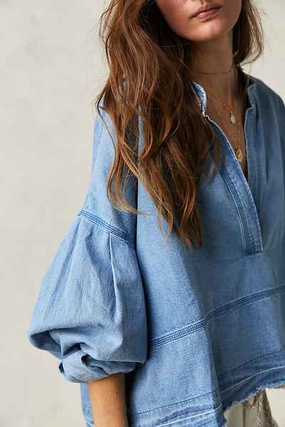 Free People Jude Denim Pullover - Vintage Indigo