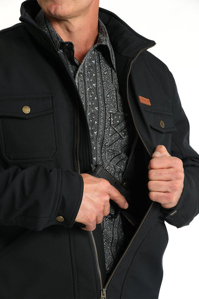 Cinch Men’s Textured Poly Concealed Carry Zip Softshell Jacket - Black