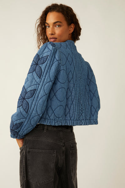 Free People Quinn Quilted Jacket- Indigo Combo